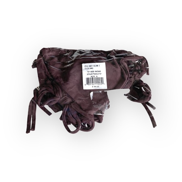 new Mikoh ꧁ Indies Strappy Macramé Halter Strap Triangle Bikini Top ꧂ Wine Small - Picture 12 of 16